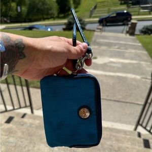 Coach Blue Wristlet with Gold‎ Accent